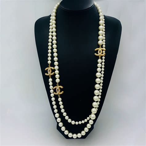 chanel pearl blue|authentic chanel necklaces.